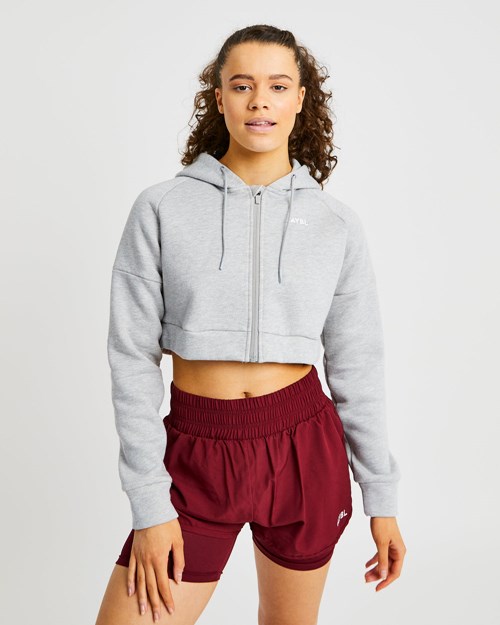 AYBL Beyond Crop Zip Hoodie Grå | 1589-UKHCR