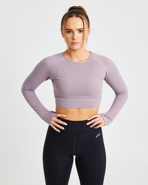 AYBL Core Long Sleeve Crop Top Lavendel | 9180-SWRGO