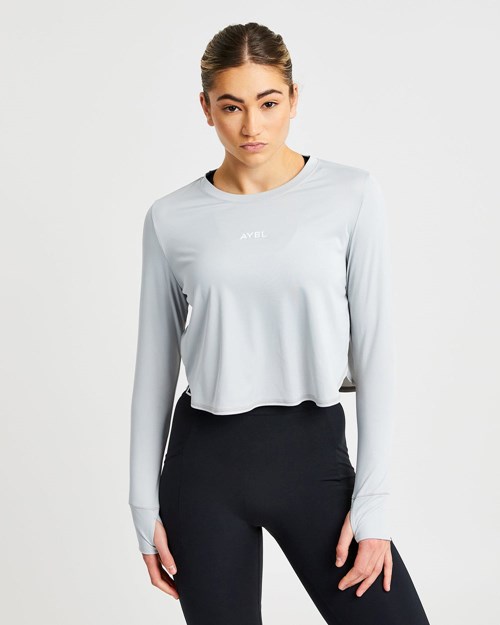 AYBL Define Long Sleeve Crop T Grå | 7285-XMWDG