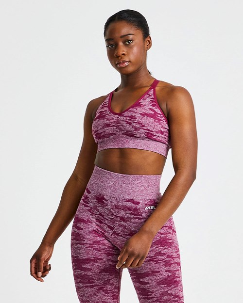 AYBL Evolve Camo Seamless Sports Bra Vinröda | 2834-TSVLH