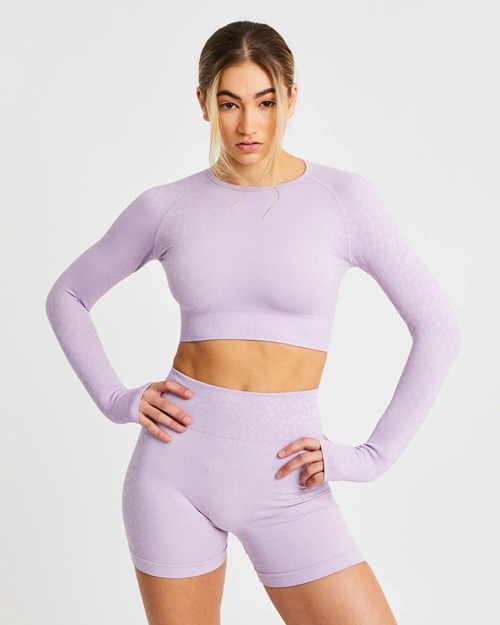 AYBL Evolve Speckle Seamless Long Sleeve Crop Top Lilac | 8750-QXYUI