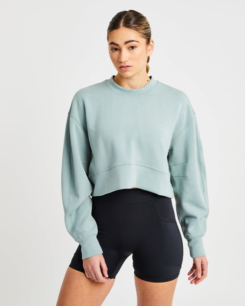 AYBL Oversized Crop Jumper Gröna | 3984-CDWZX