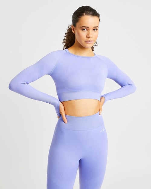 AYBL Reform Seamless Long Sleeve Crop Top Lila | 3972-UFJQN