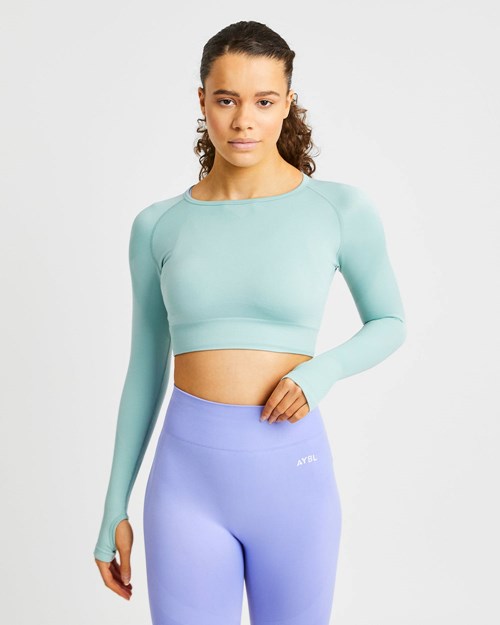 AYBL Reform Seamless Long Sleeve Crop Top Gröna | 8769-PXTQV