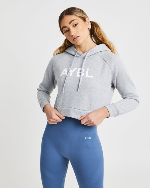 AYBL Staple Crop Hoodie Ljusgrå | 2041-MJIOH