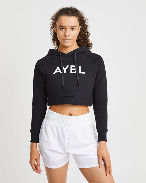 AYBL Staple Crop Hoodie Svarta | 8571-NROGV