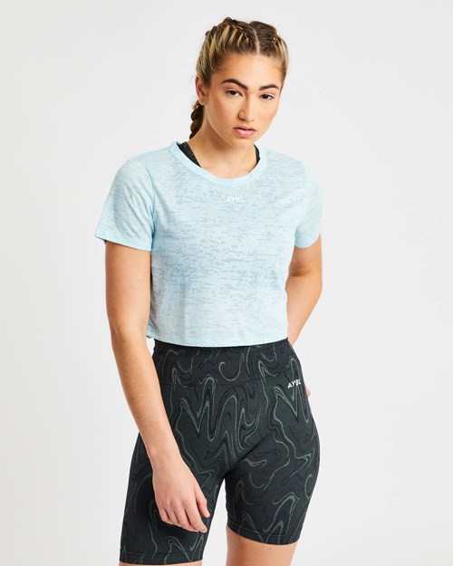 AYBL Velocity Crop T Shirt Blå | 7536-MBOJS