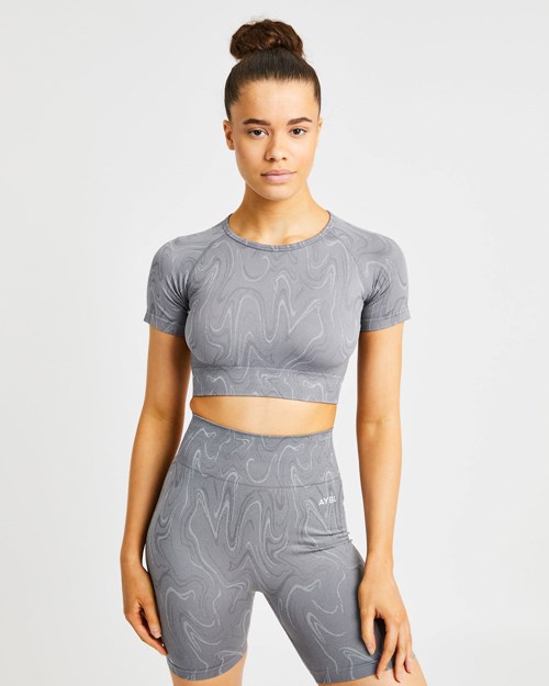 AYBL Velocity Seamless Crop Top Grå | 7639-DGRCW